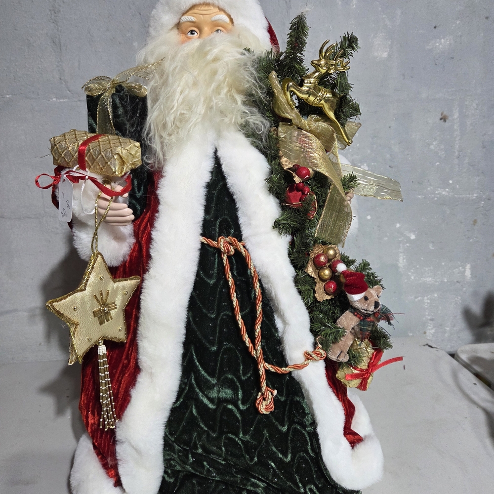 Festive Santa Claus Holiday Decoration - Green and Red